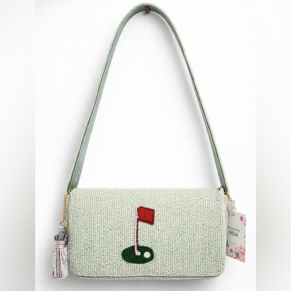Pink Golf Cart Beaded Shoulder Bag - Picture 2 of 6